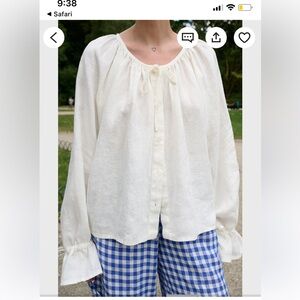 LinenFox White Button-Up Blouse